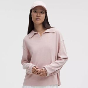Lululemon Softstreme Pique Oversized Long Sleeve Polo Shirt Pink Size Small NWT